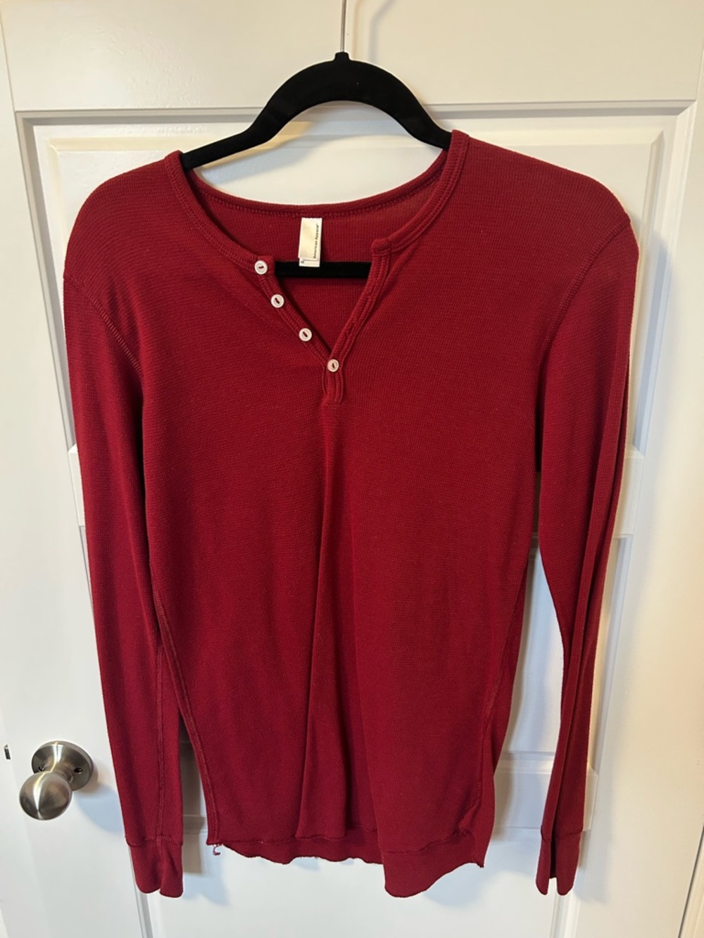 American Apparel Men’s Burgundy Long-Sleeve Henley